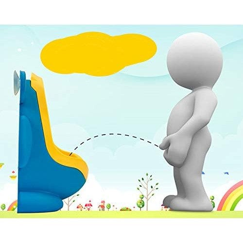 Pisoar pentru Baieti, Forma de Broasca cu Morisca Interactiva, Montare pe Perete cu Ventuze sau Carlig, Plastic Ecologic, Include Perie de Curatare, 29 x 22.5 cm, Albastru
