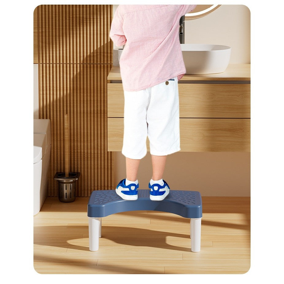 Scaunel WC pentru Pozitie Corecta si Tratament Hemoroizi, Suport Picioare Antiderapant, Taburet Inaltator pentru Adulti si Copii, Plastic PP, 38x22x17 cm, Albastru
