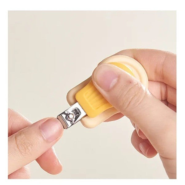 Set Îngrijire Unghii pentru Bebeluși și Nou-Născuți, Trusă Completă cu Foarfece, Unghieră, Pilă și Pensetă, Cutie Depozitare Ursuleț, Plastic și Oțel Inoxidabil, 0 Luni+, Galben