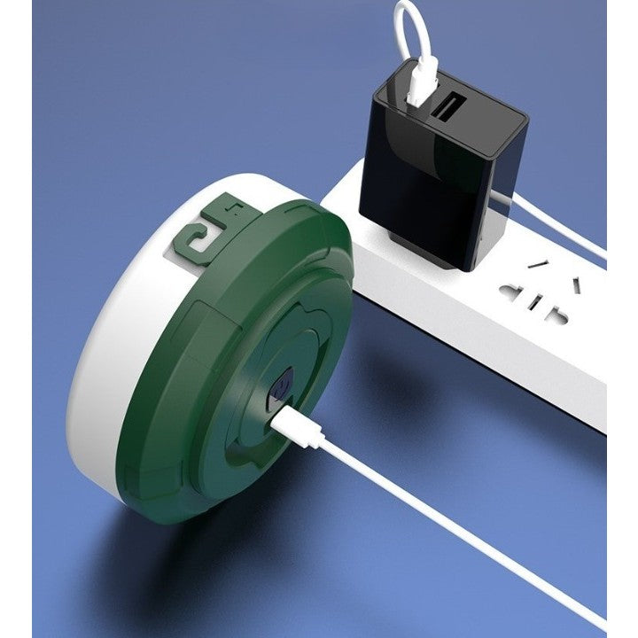 Lampa Camping LED Portabila, Ghirlanda Luminoasa Retractabila 10m, Incarcare USB, Acumulator 1800mAh, Design Compact, 10.5x4.3 cm, Alb Verde