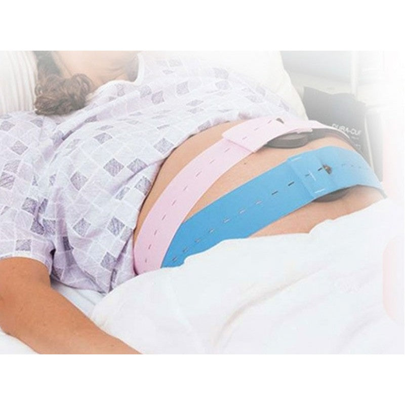 Set 2 Centuri Monitorizare Ritm Cardiac Fetal, Material Moale si Elastic, Tesatura Respirabila, Compatibilitate Universala, 6 x 130 cm, Albastru