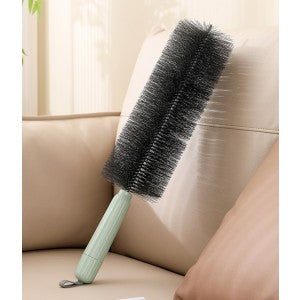 Perie Multifuncțională 2 în 1 pentru Curățarea Prafului, Cap Flexibil cu Peri și Burete, ABS și Lână PET, 38 x 11 cm, Verde