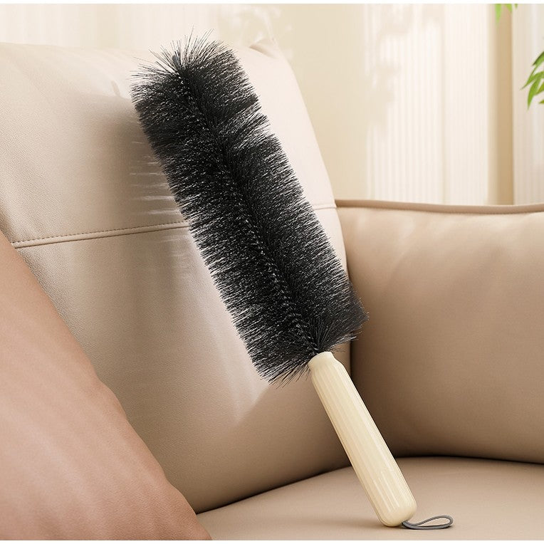 Perie Multifuncțională 2 în 1 pentru Curățarea Prafului, Cap Flexibil cu Burete și Peri PET, Sistem de Agățare, ABS, 38 x 11 cm, Crem