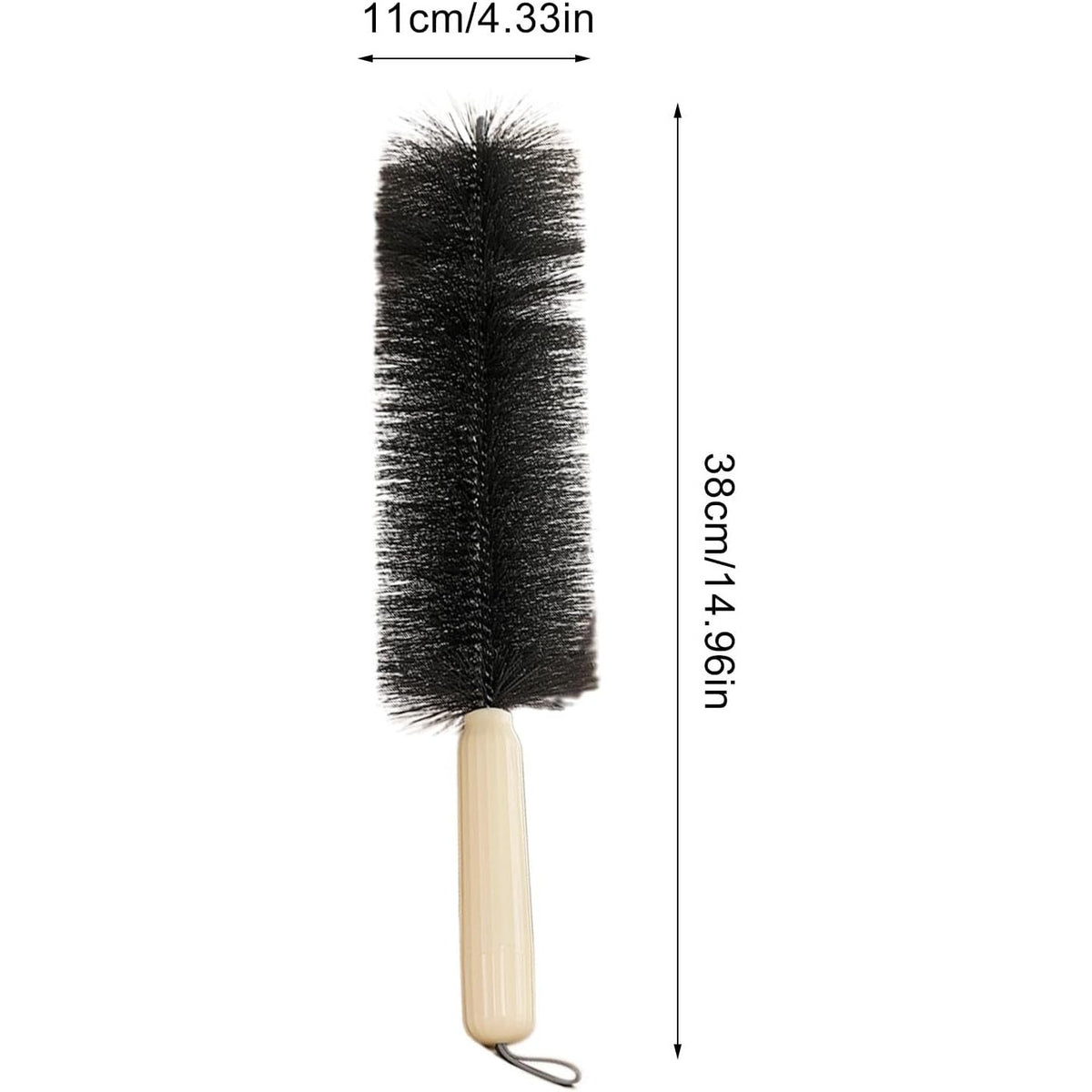 Perie Multifuncțională 2 în 1 pentru Curățarea Prafului, Cap Flexibil cu Burete și Peri PET, Sistem de Agățare, ABS, 38 x 11 cm, Crem