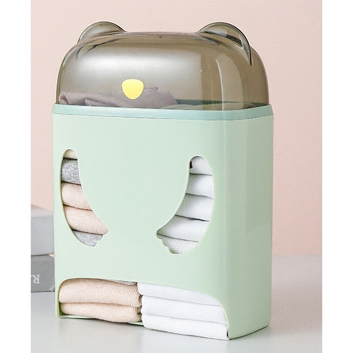 Cutie Depozitare Perete, Organizator Vertical cu Montare Autoadeziva Fara Perforare, Design Urs, Plastic ABS, 18 x 11 x 25 cm, Verde