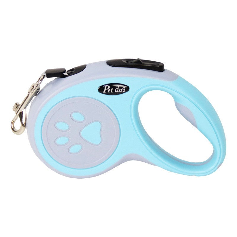 Lesa Automata Retractabila pentru Caini, Mecanism de Blocare cu Control Rapid, Nylon si ABS Durabil, Lungime 3m, Greutate Maxima 20 kg, Gri/Bleu, 8x12x4 cm