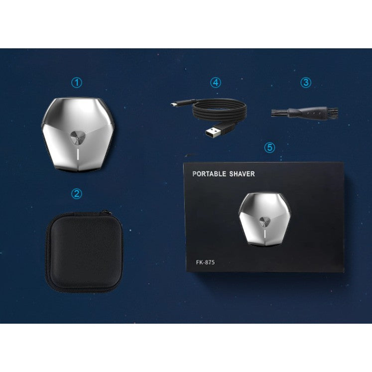 Aparat de Ras Portabil, Putere 8W, Autonomie 60 Min, Reincarcabil USB Type-C, Design Ergonomic, Include Periuta Curatare si Husa, 7.3x7.5x3.3 cm, Gri