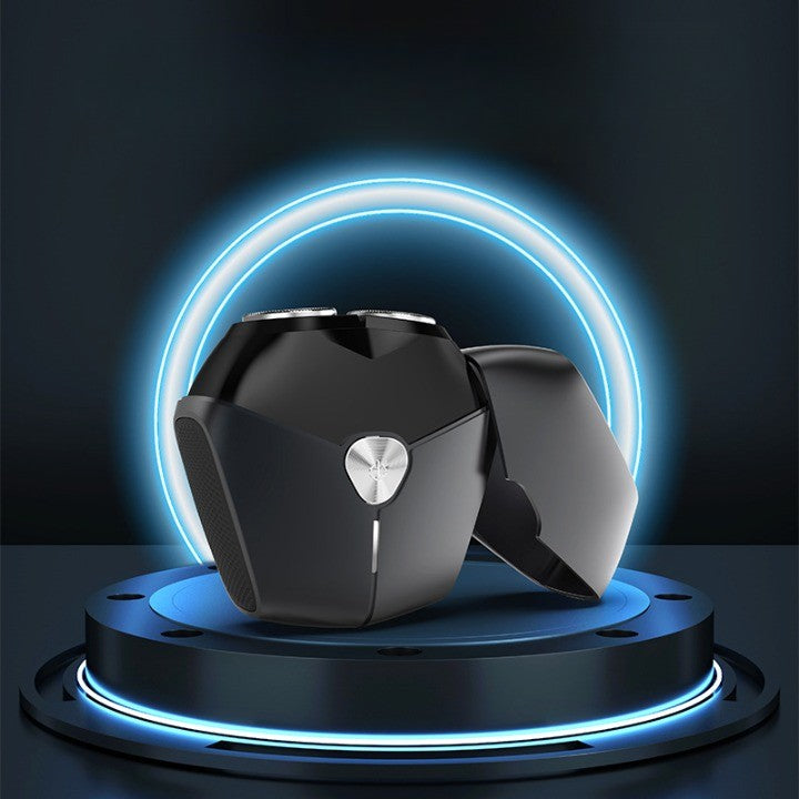 Aparat de Ras Portabil, Shaver Electric cu Putere 8W, Autonomie 60 Min, Reincarcabil prin Cablu Type C, Design Ergonomic, Include Perie de Curatare si Husa, 7.3x7.5x3.3 cm, Negru
