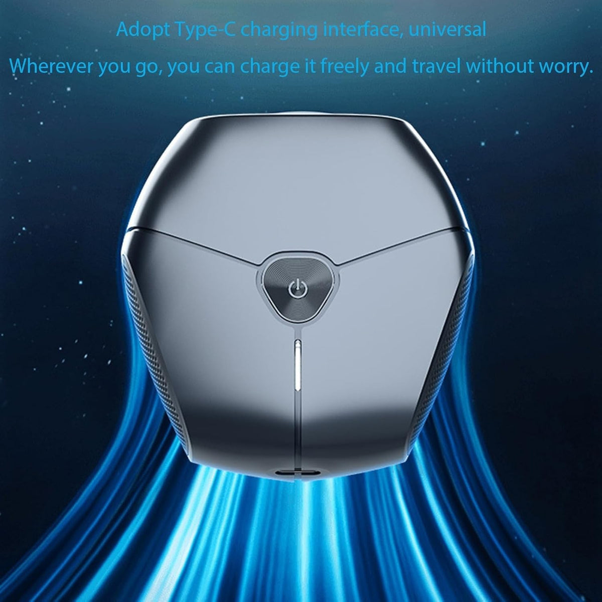 Aparat de Ras Portabil, Shaver Electric cu Putere 8W, Autonomie 60 Min, Reincarcabil prin Cablu Type C, Design Ergonomic, Include Perie de Curatare si Husa, 7.3x7.5x3.3 cm, Negru