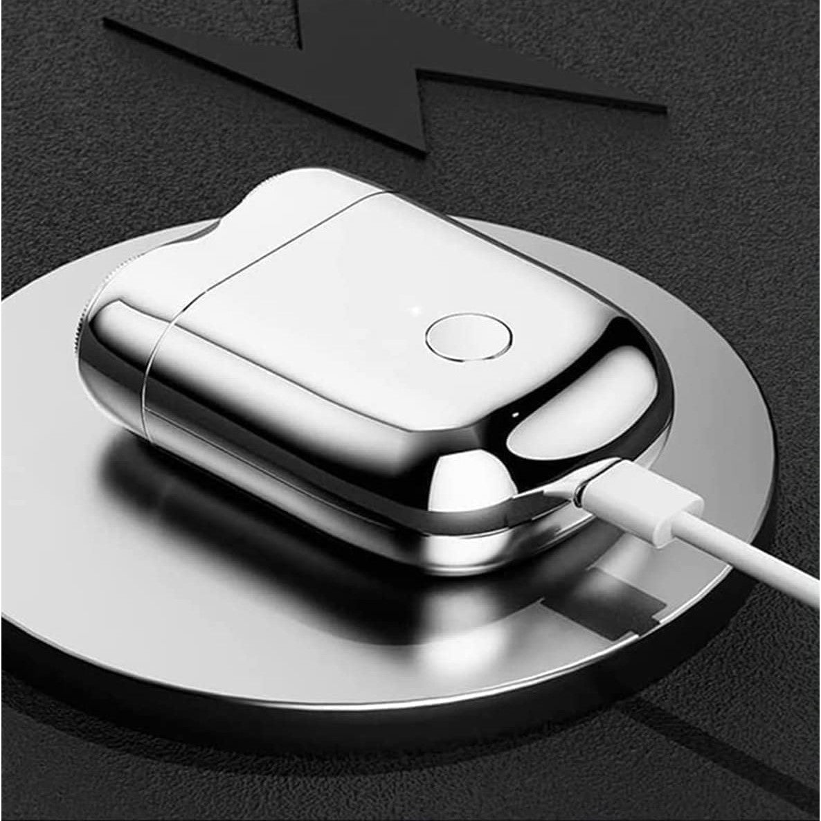 Mini Aparat de Ras Electric Portabil, Cap Rotativ cu 2 Lame din Otel, Rezistent la Apa IPX-7, Incarcare USB Type-C, Material ABS si Fibra de Carbon, Argintiu