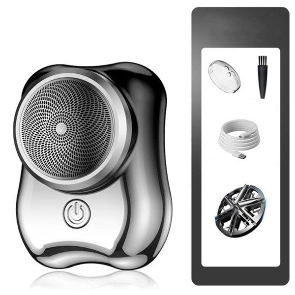 Aparat de Ras Electric Portabil, Mini Shaver cu Incarcare USB Type-C, Rezistent la Apa IPX7, Utilizare Umeda si Uscata, Autonomie 60 min, ABS si Aliaj de Aluminiu, Negru/Mov, 6.5 x 4.5 x 4 cm