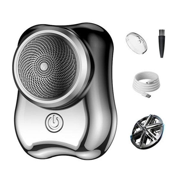 Aparat de Ras Electric Portabil, Mini Shaver cu Incarcare USB Type-C, Rezistent la Apa IPX7, Utilizare Umeda si Uscata, Autonomie 60 min, ABS si Aliaj de Aluminiu, Negru/Mov, 6.5 x 4.5 x 4 cm