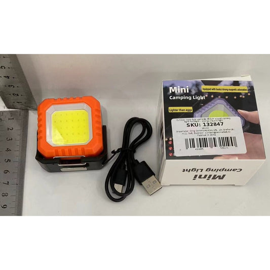 Lanternă Breloc LED COB, 500 Lumeni, 5 Moduri Lumină cu SOS Roșu, Reîncărcabilă USB-C, Rezistentă la Apă IPX5, Aluminiu și PC, Portocaliu