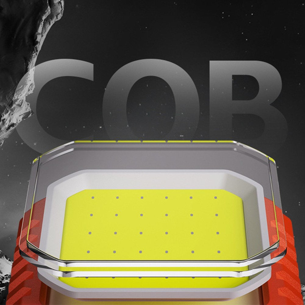 Lanternă Breloc LED COB, 500 Lumeni, 5 Moduri Lumină cu SOS Roșu, Reîncărcabilă USB-C, Rezistentă la Apă IPX5, Aluminiu și PC, Portocaliu