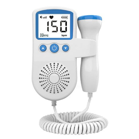 Monitor Fetal Doppler Portabil, Dispozitiv Ascultare Bătăi Inimă Făt, Ecran LCD 4.5 cm, Sondă Impermeabilă 3.0 MHz, Utilizare de la 9 Săptămâni, Material ABS, Albastru