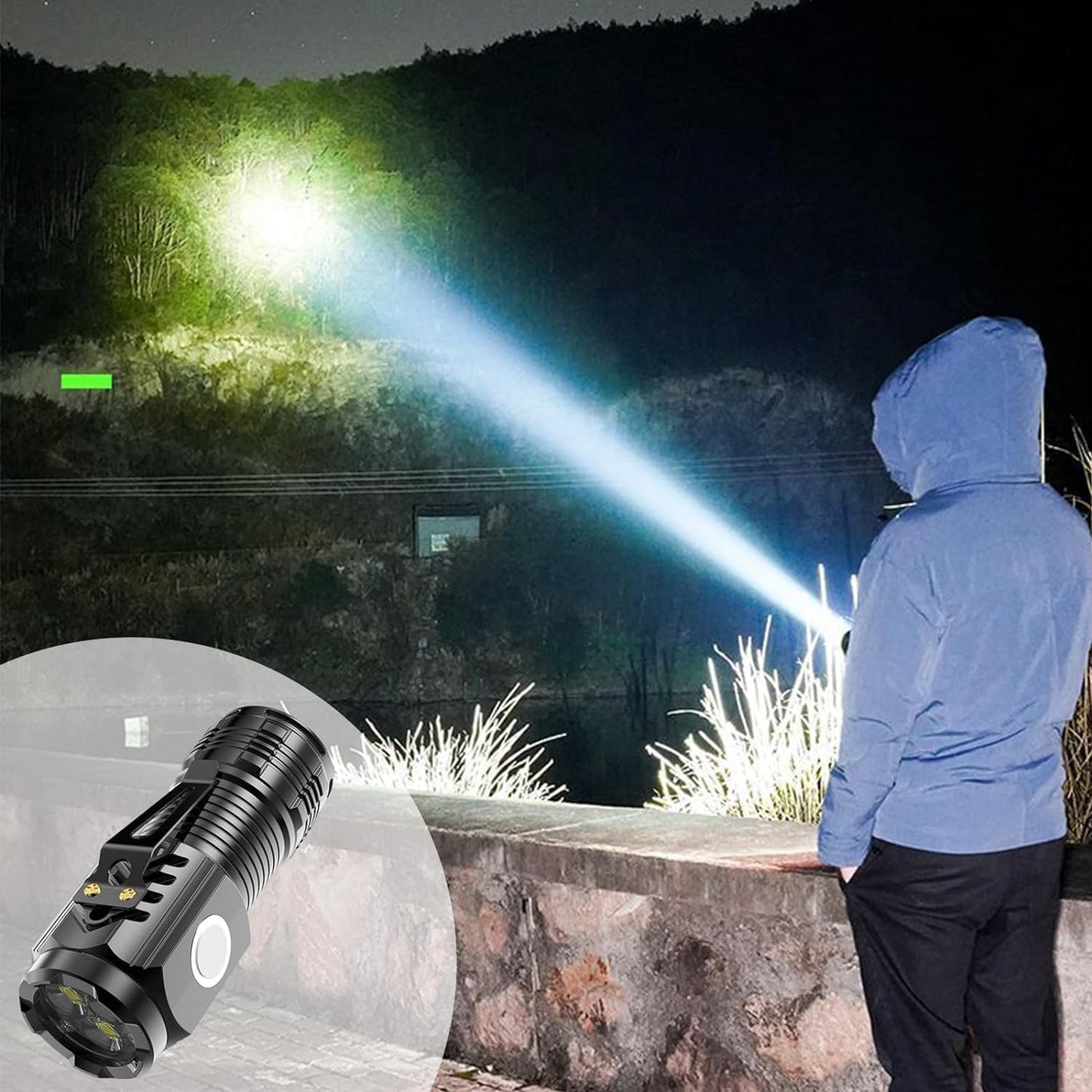 Lanterna Mini LED cu 3 Nuclee, Incarcare USB Rapida, Baza Magnetica si Suport de Agatat, 5 Moduri Iluminare, Autonomie 4-20h, Material ABS, 5W, Negru