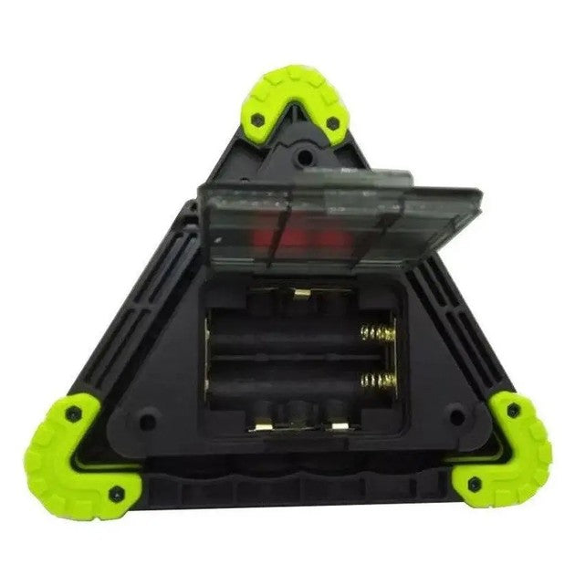 Triunghi de Avertizare Multifunctional, Lanterna LED COB 10W, 800 Lumeni, Power Bank USB, Impermeabil IP65, 4 Moduri Iluminare, Verde/Negru