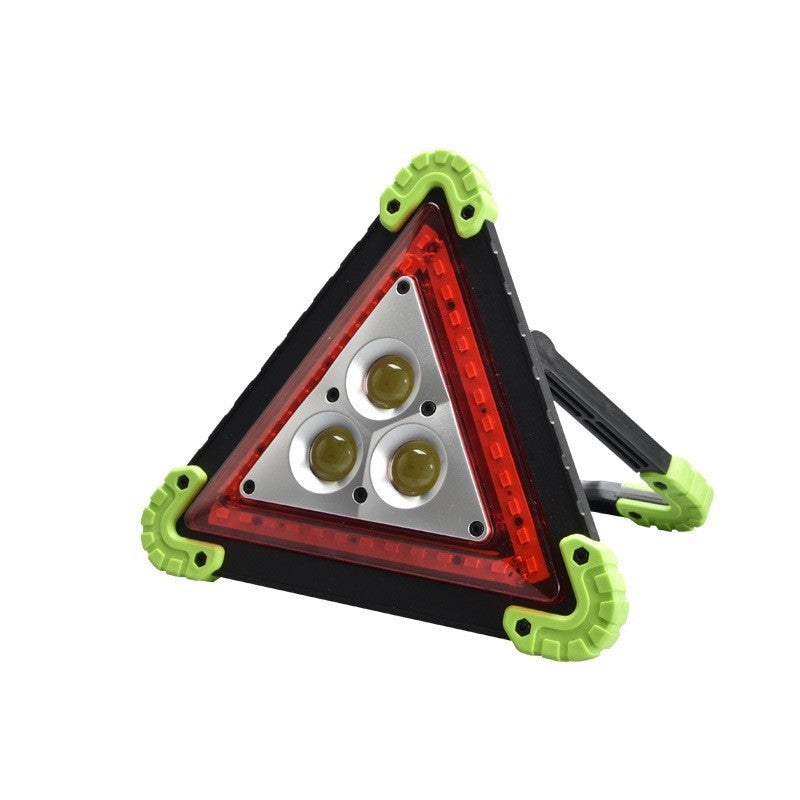 Triunghi Multifuncțional de Avertizare, Lanternă LED COB cu Încărcare Telefon, Impermeabil IP65, 800 lm, Verde, USB și Micro USB, 2 x AA