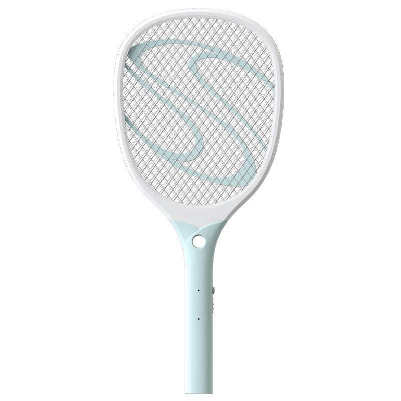 Paleta Electrica pentru Tantari si Muste, Sistem Anti-Insecte cu LED, Reincarcabila prin USB, Material Plastic, Alb-Albastru