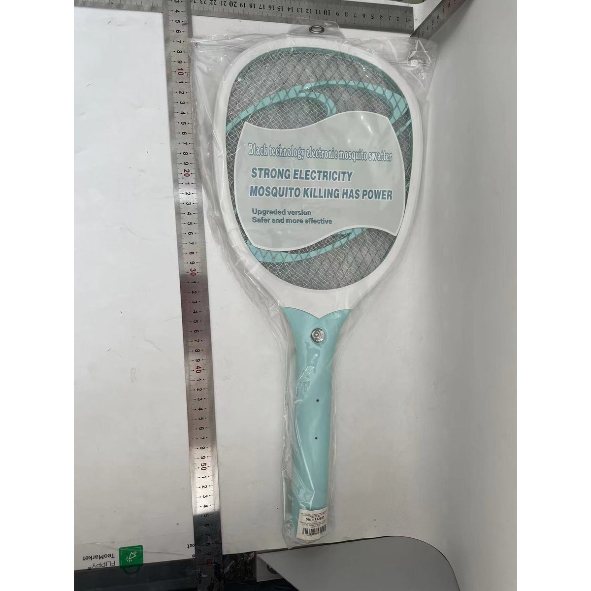 Paleta Electrica pentru Tantari si Muste, Sistem Anti-Insecte cu LED, Reincarcabila prin USB, Material Plastic, Alb-Albastru