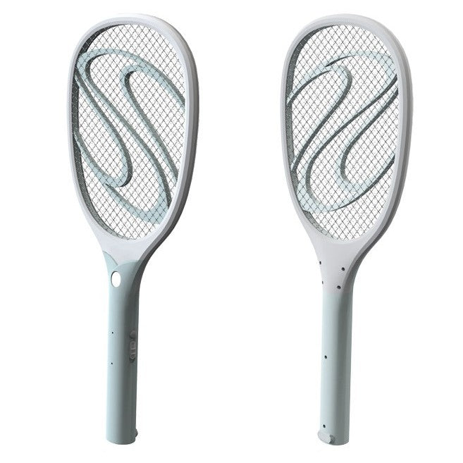 Paleta Electrica pentru Tantari si Muste, Sistem Anti-Insecte cu LED, Reincarcabila prin USB, Material Plastic, Alb-Albastru