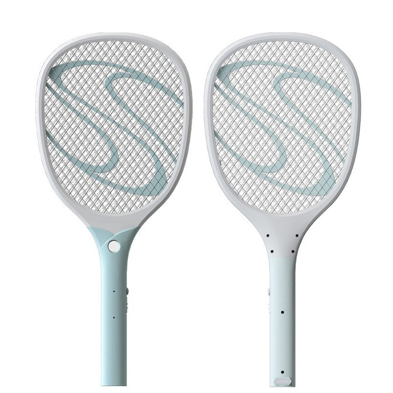 Paleta Electrica pentru Tantari si Muste, Sistem Anti-Insecte cu LED, Reincarcabila prin USB, Material Plastic, Alb-Albastru