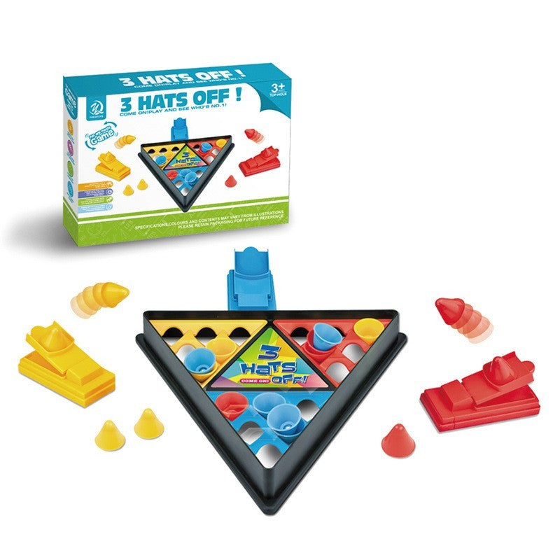 Joc Interactiv de Îndemânare 3 Hats Off pentru Copii, Set cu Lansatoare și Figurine Pălării, Plastic, 2-3 Jucători, +3 Ani, Multicolor