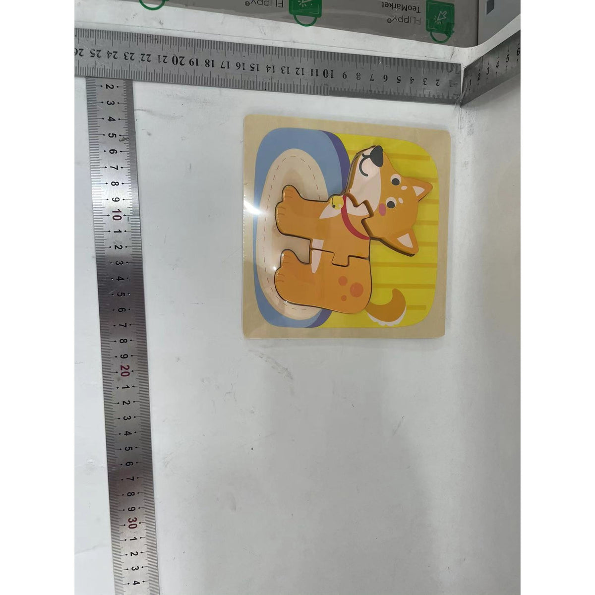 Puzzle Montessori din Lemn pentru Copii, Joc Educativ 3D, Dezvoltare Abilitati Motorii, Model Catel, 3 Piese, 15x15x0.5 cm, Multicolor