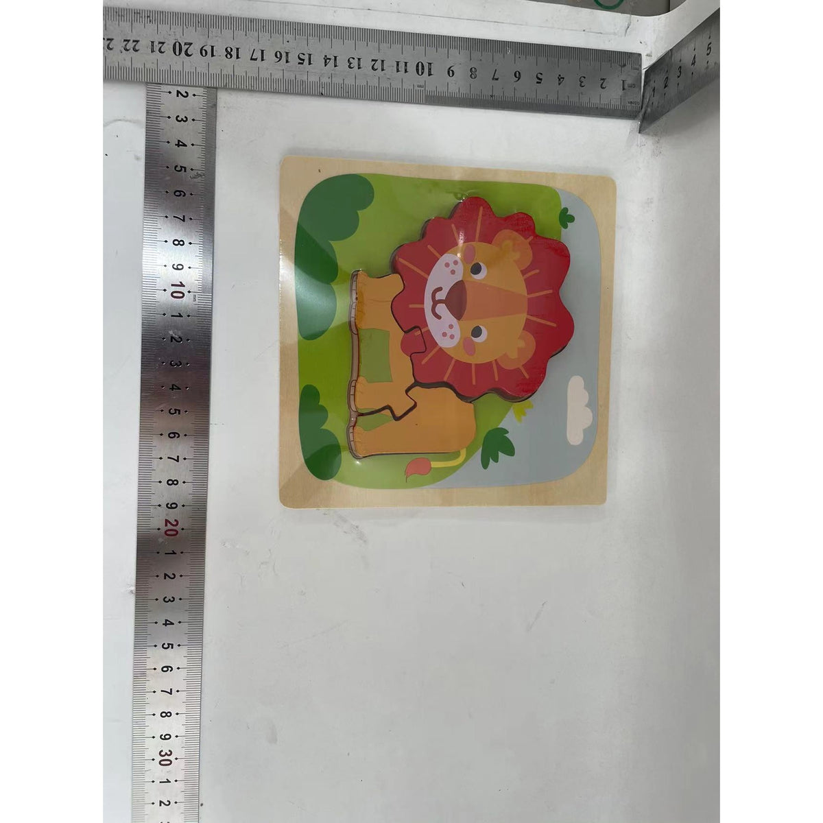Puzzle Montessori din Lemn pentru Copii, Jucarie Educativa 3D, Model Leu, Dezvoltare Abilitati Motorii, 3 Piese, 15x15x0.5 cm, Multicolor