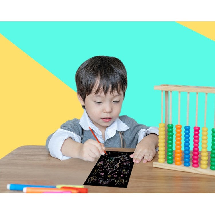 Set Planse Razuibile Scratch ArtCards, Planse de Razuit si de Colorat 2 in 1 pentru Copii, Hartie si Carton, Model Ocean, 9 Bucati, 19 x 14 cm, Multicolor
