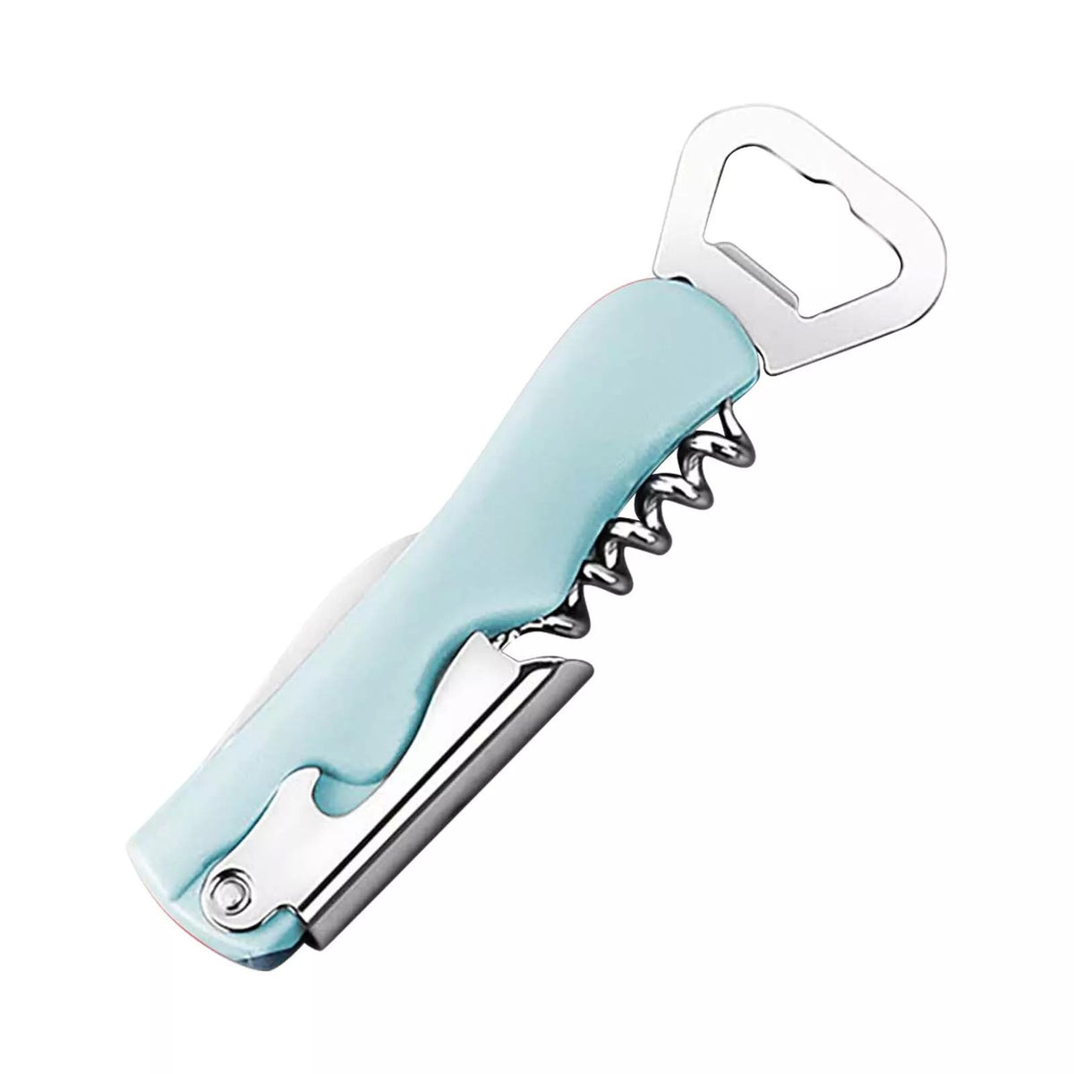 Tirbuson de Sticle 4 in 1, Desfacator de Sticle Multifunctional, Otel Inoxidabil, Maner Anti-Alunecare, 13.5 x 4 cm, Verde