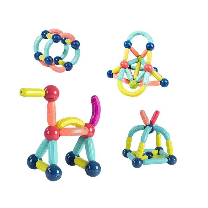 Set de Construcție Magnetic, Joc Educativ și Puzzle STEM pentru Copii 3-6 Ani, Plastic ABS și Magneți, 42 Piese, Multicolor, 20x6.5x18 cm