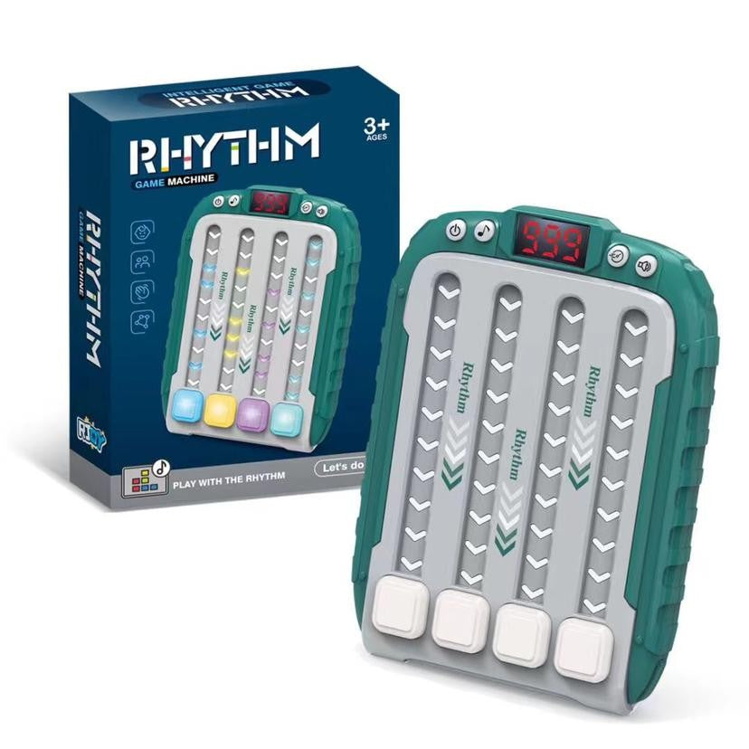 Joc Interactiv Rhythm, Jucarie Muzicala de Ritm si Reflexe cu Lumini LED, 6 Niveluri de Dificultate, Plastic ABS, +3 Ani, Verde, 15 x 3 x 11 cm