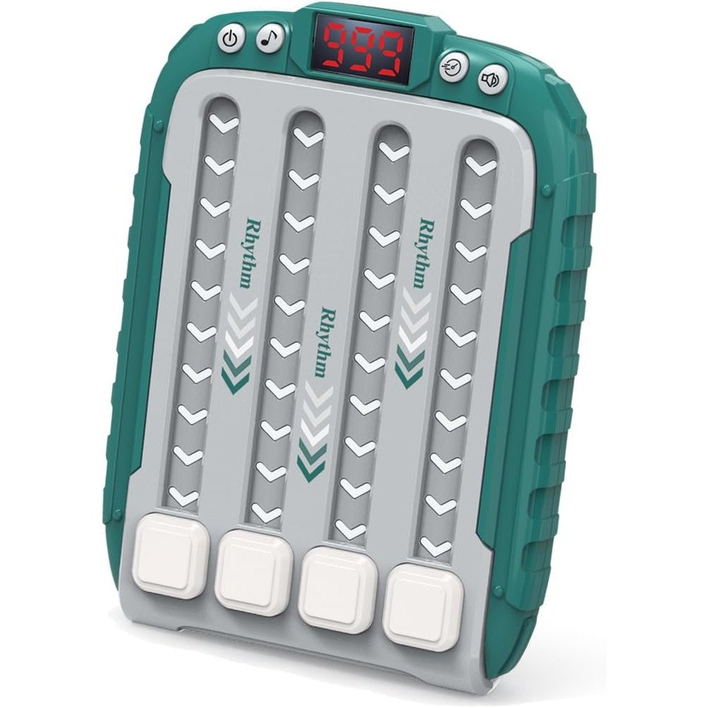 Joc Interactiv Rhythm, Jucarie Muzicala de Ritm si Reflexe cu Lumini LED, 6 Niveluri de Dificultate, Plastic ABS, +3 Ani, Verde, 15 x 3 x 11 cm