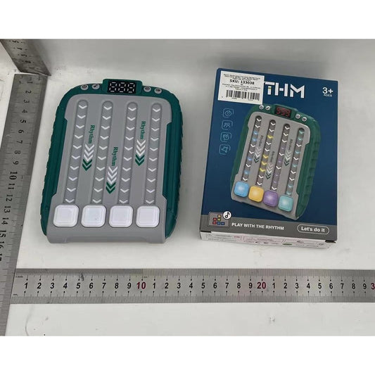 Joc Interactiv Rhythm, Jucarie Muzicala de Ritm si Reflexe cu Lumini LED, 6 Niveluri de Dificultate, Plastic ABS, +3 Ani, Verde, 15 x 3 x 11 cm