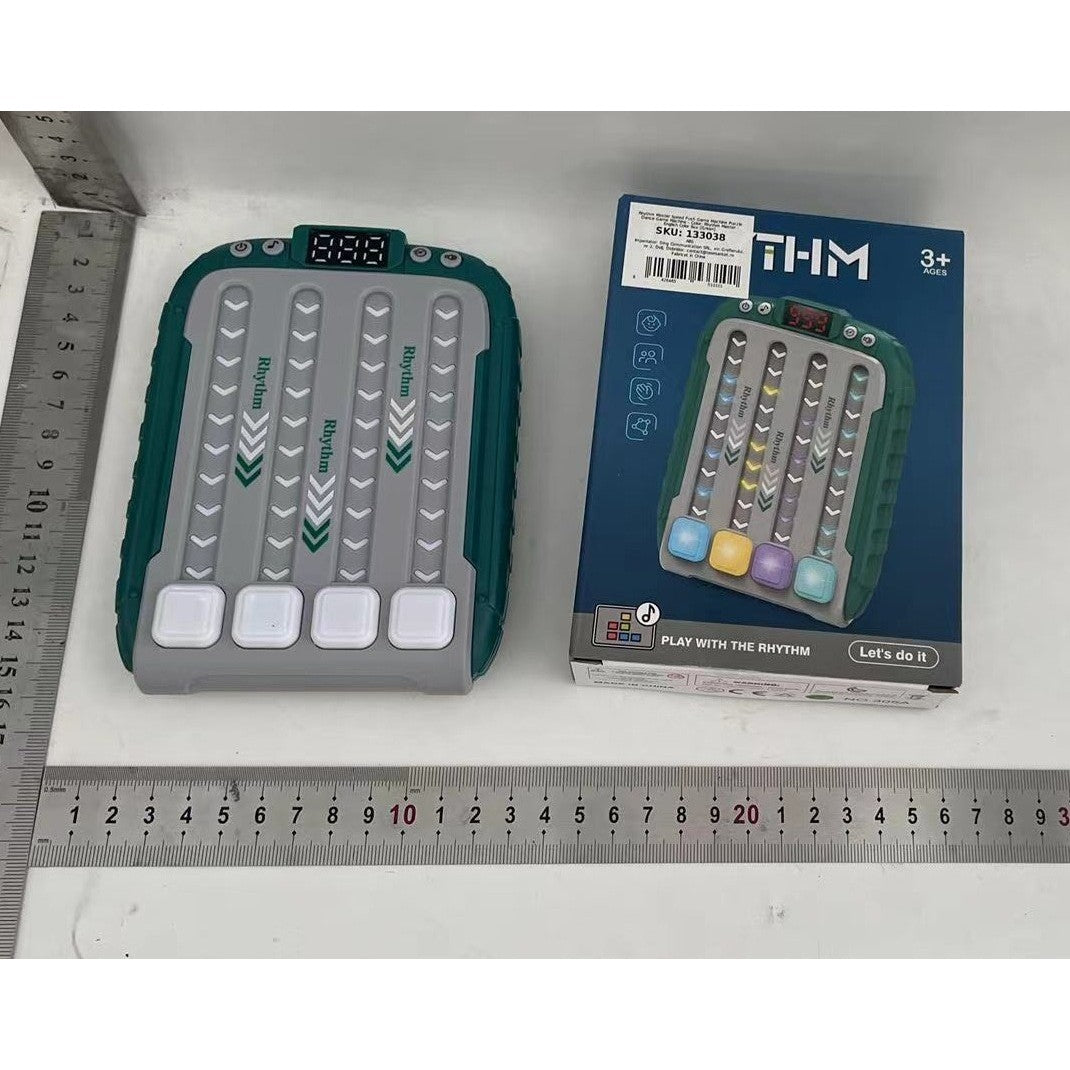 Joc Interactiv Rhythm, Jucarie Muzicala de Ritm si Reflexe cu Lumini LED, 6 Niveluri de Dificultate, Plastic ABS, +3 Ani, Verde, 15 x 3 x 11 cm