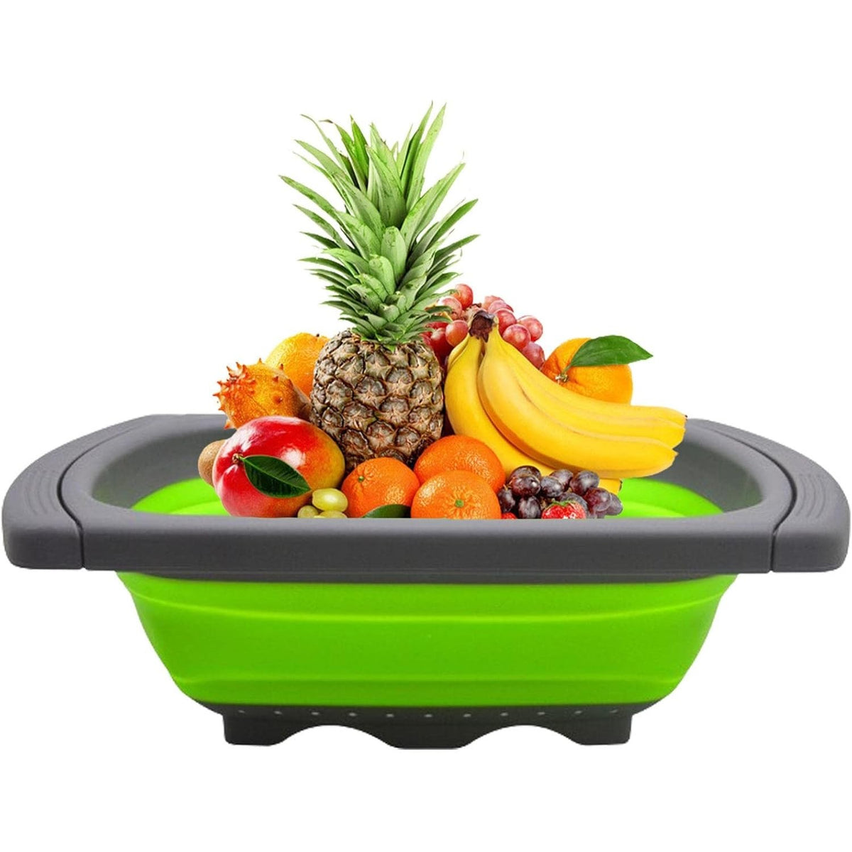 Cos de Scurgere Retractabil pentru Chiuveta, Strecuratoare Extensibila pentru Fructe si Legume, Design Ajustabil 39-61 cm, Plastic Rezistent, Verde