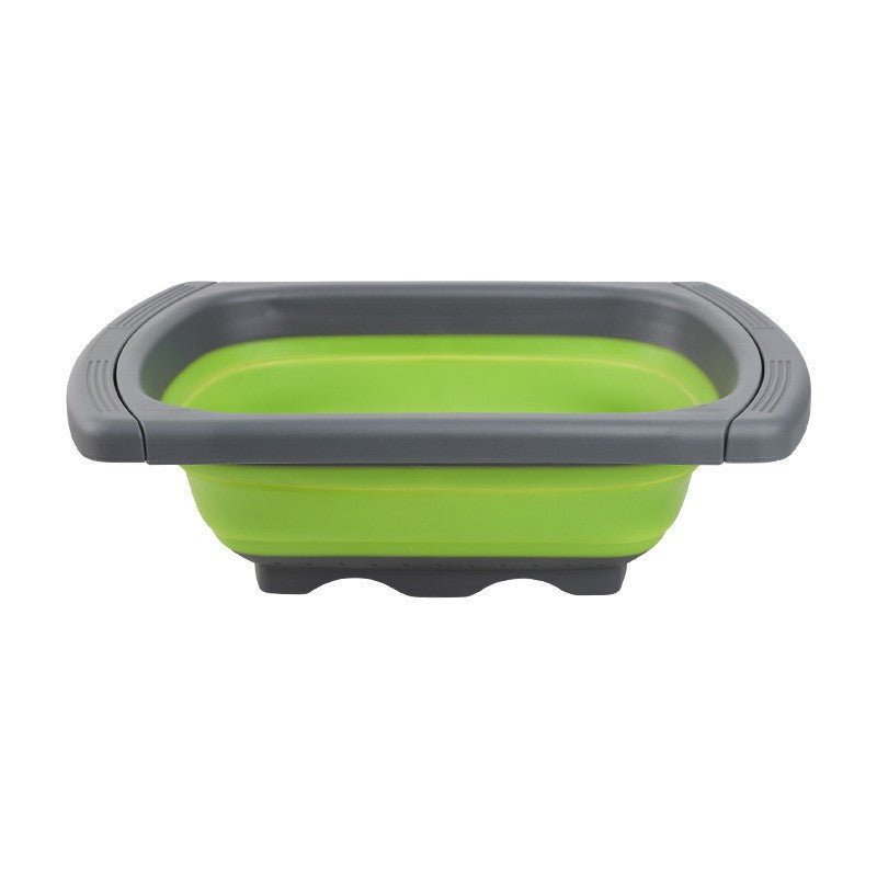 Cos de Scurgere Retractabil pentru Chiuveta, Strecuratoare Extensibila pentru Fructe si Legume, Design Ajustabil 39-61 cm, Plastic Rezistent, Verde