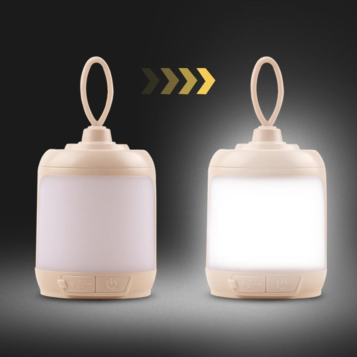 Mini Lampa LED de Camping Portabila, Lanterna Reincarcabila USB Type C, 3 Moduri Lumina, Protectie IPX4, Plastic ABS si PC, 13.8 x 6.5 cm, Alb