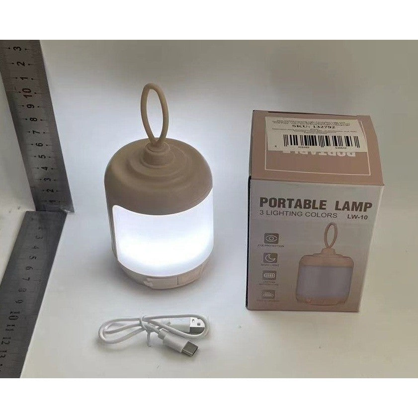 Mini Lampa LED de Camping Portabila, Lanterna Reincarcabila USB Type C, 3 Moduri Lumina, Protectie IPX4, Plastic ABS si PC, 13.8 x 6.5 cm, Alb