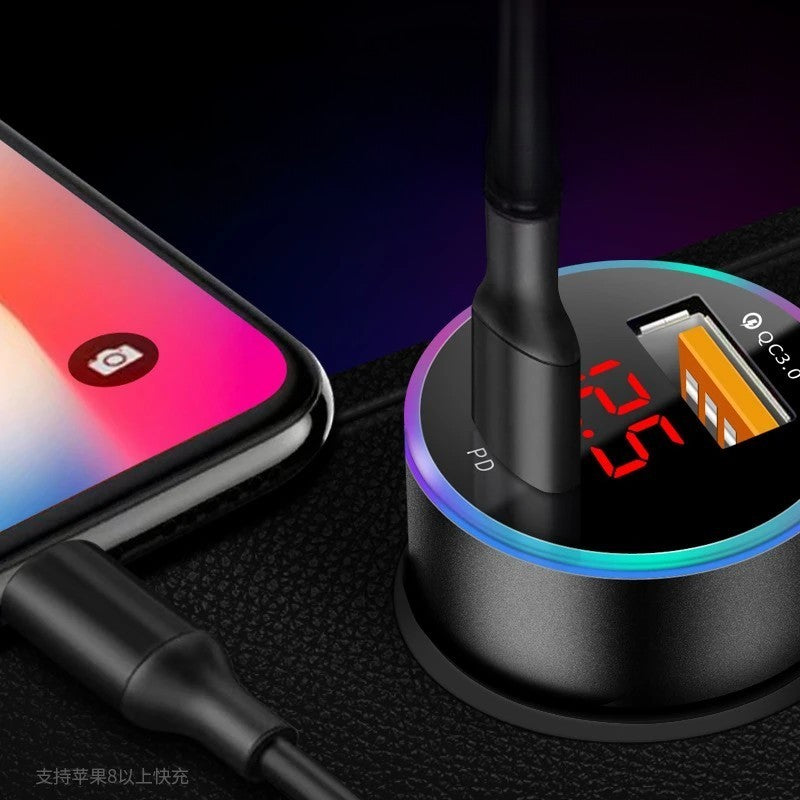 Incarcator Auto 2 in 1, Port USB Quick Charge 3.0 si Type-C Power Delivery PD 20W, Afisaj LED Tensiune Baterie, Negru