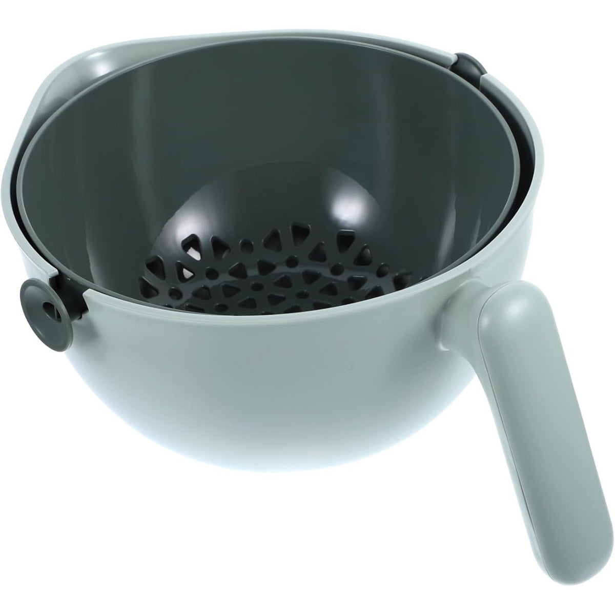 Bol cu Doua Straturi pentru Spalare si Scurgere Fructe sau Legume, Strecuratoare Detasabila cu Inclinare 90 Grade, Plastic ABS si PP, Capacitate 2L, 29.9 x 22.5 x 11.8 cm, Verde