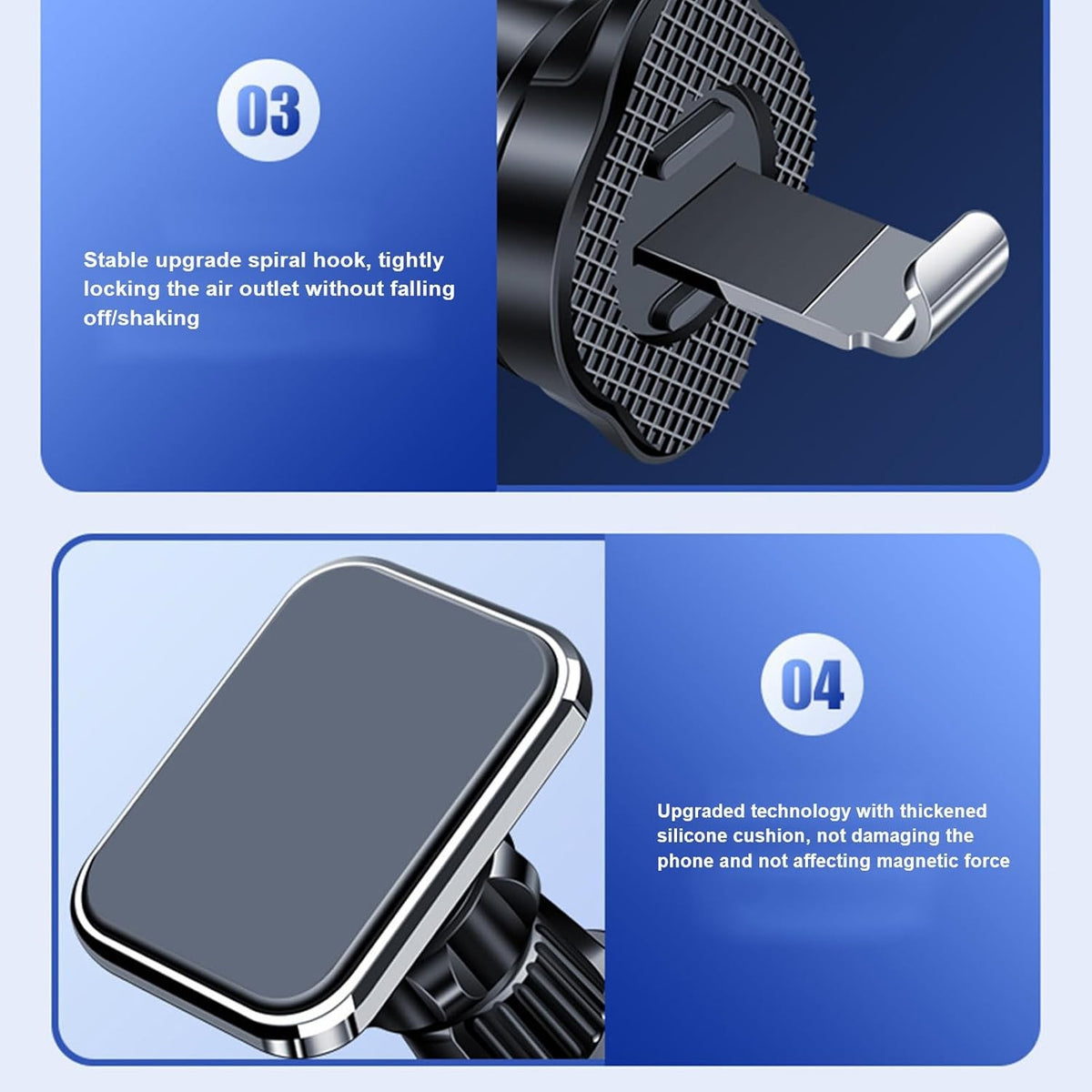 Suport Auto Telefon MagSafe, Prindere Grila Ventilatie, Magnet Puternic, Rotatie 360 Grade, Plastic si Silicon, 5.1x3.9 cm, Negru
