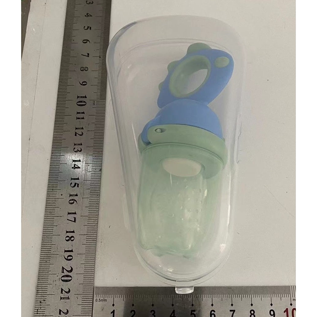 Suzeta pentru Fructe si Legume, Dispozitiv de Hranire cu Maner Ergonomic si Capac Protectie, Silicon Alimentar Fara BPA, Tetina 2 mm, 4 Luni+, Albastru