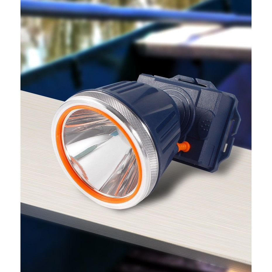 Lanternă Frontală LED Reîncărcabilă USB, Far Telescopic cu Zoom și Protecție IPX6, Plastic, 10.5x8x6.5 cm, Albastru