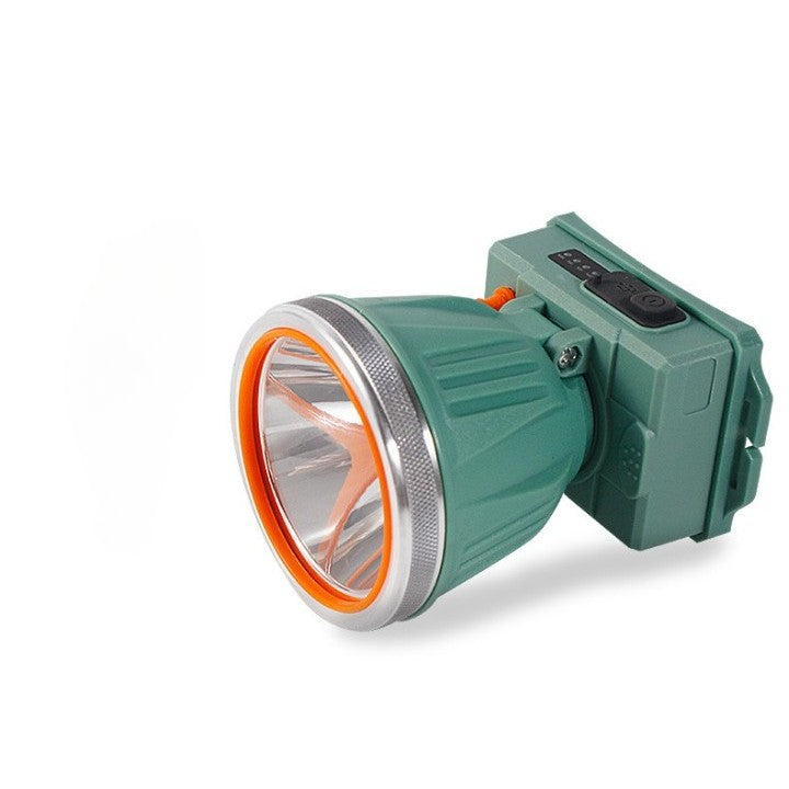Lanternă Frontală LED cu Zoom Telescopic, Încărcare USB, Protecție IPX6 la Apă, Reglabilă pentru Camping și Pescuit, 10.5x8x6.5 cm, Verde Închis