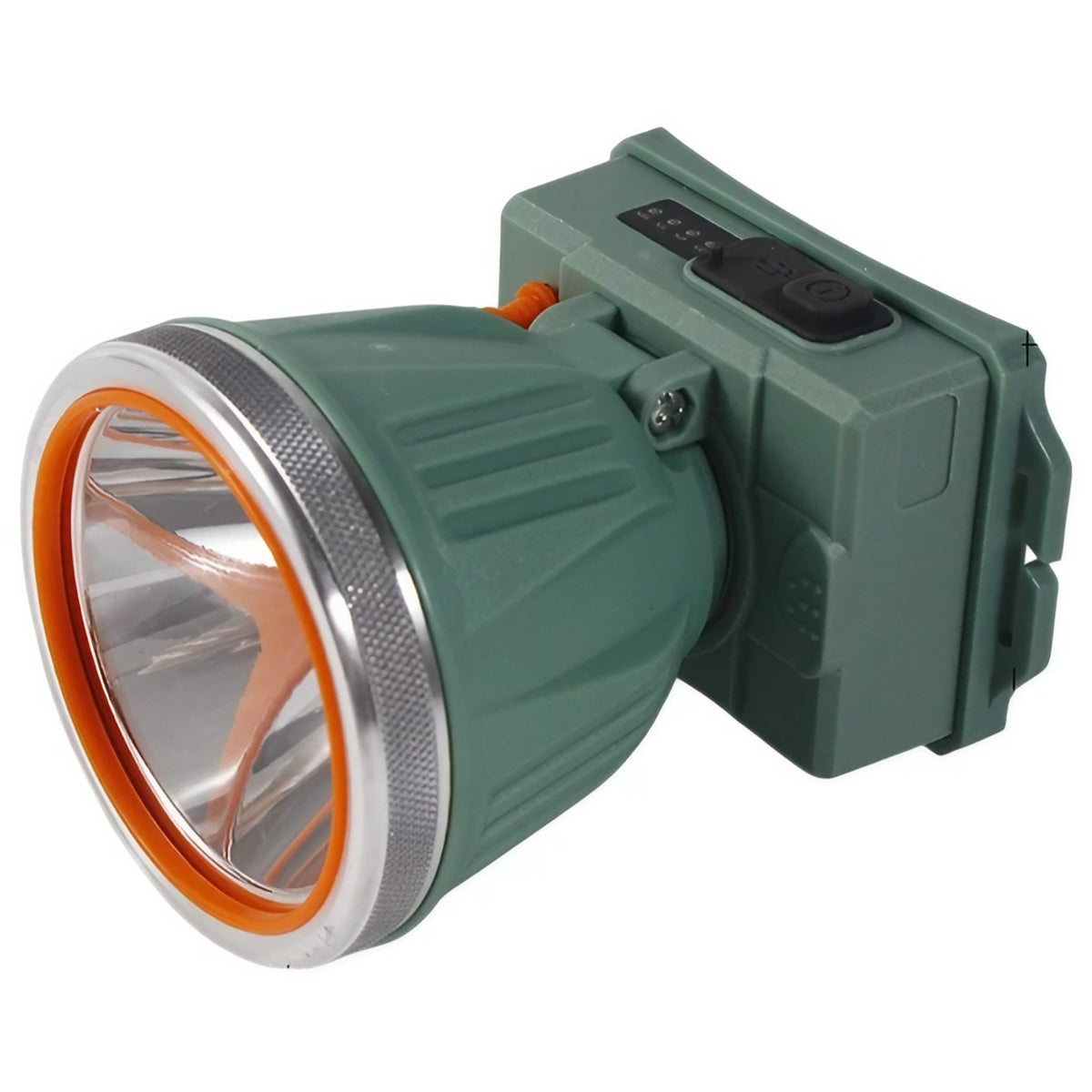 Lanternă Frontală LED cu Zoom Telescopic, Încărcare USB, Protecție IPX6 la Apă, Reglabilă pentru Camping și Pescuit, 10.5x8x6.5 cm, Verde Închis