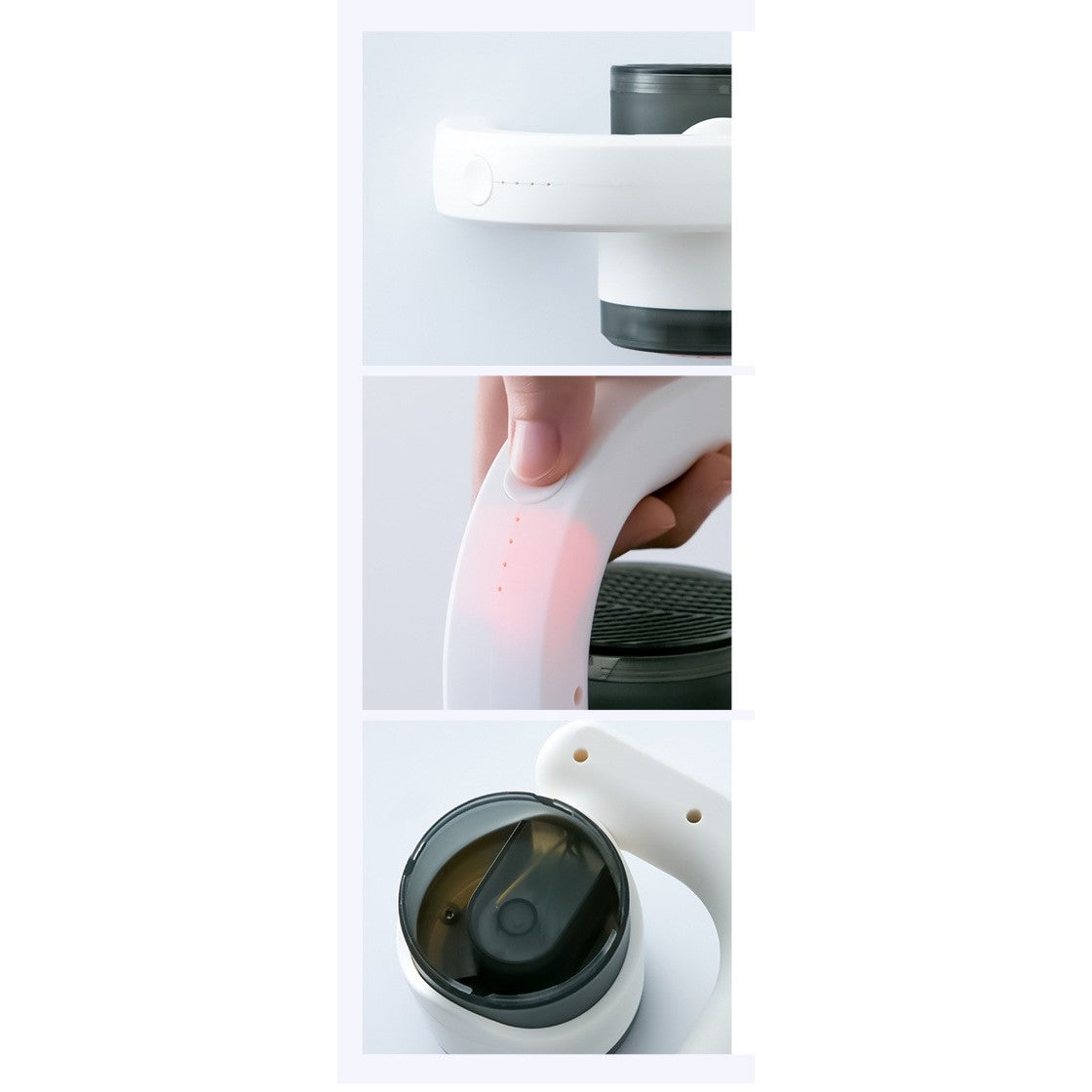 Aparat Pentru Curatat Scame, Par si Praf, Lame din Otel Inoxidabil, Lumina LED, Compartiment Colectare, Maner Reglabil, Design Ergonomic, 11x10.5x8.7 cm, Alb