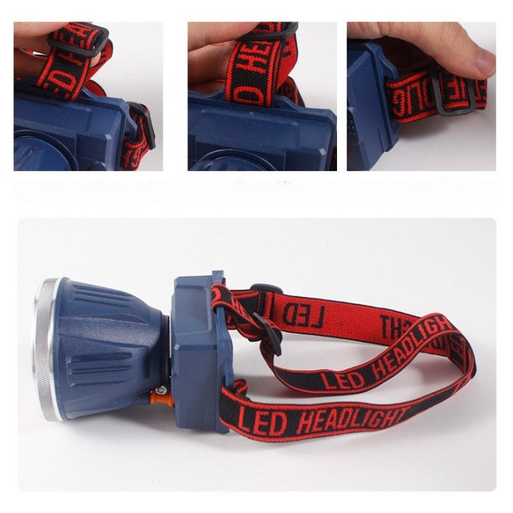 Lanternă Frontală LED Cu Zoom Telescopic, Reîncărcabilă USB, Rezistentă La Apă IPX6, Pentru Camping Și Pescuit, 7.5x5.8x5.5 cm, Albastru