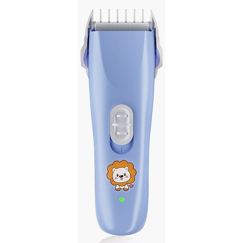 Masina de Tuns Bebelusi si Copii, Lame Ceramice si Inox, Ultra-Silentioasa, Protectie Anti-Taiere, Rezistenta la Apa, Incarcare USB, 50 W, 2 Accesorii, Model Leu, Albastru